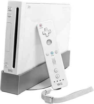 Nintendo Wii standing upright